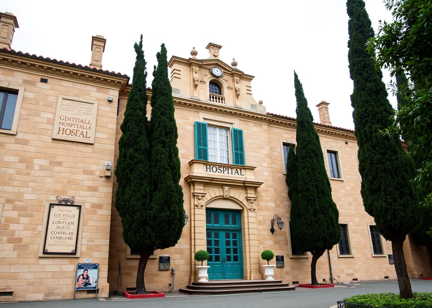 Fachada de hospital histórico na Toscana